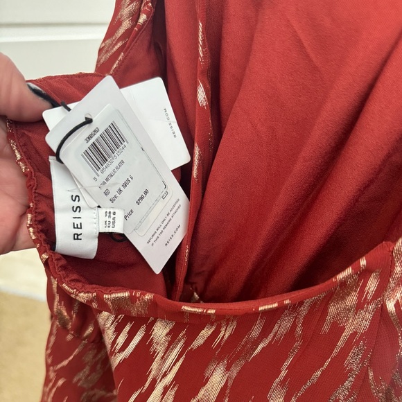 Reiss Nova Metallic Wrap Halter Neck Romper Playsuit size 6 - Picture 4 of 7